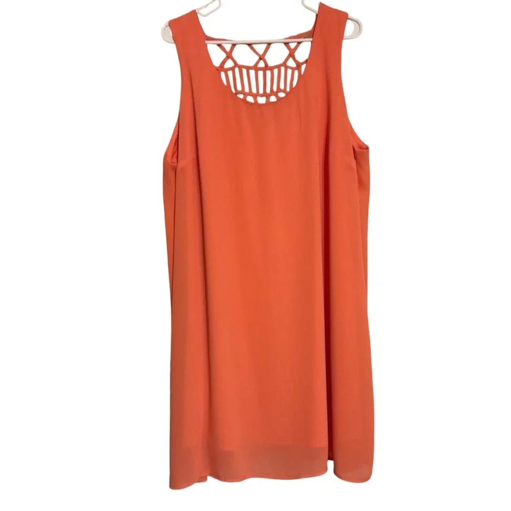 Free 2 Luv Coral Dress Sleeveless Casual Summer Dress Cutout Back fully lined 3X